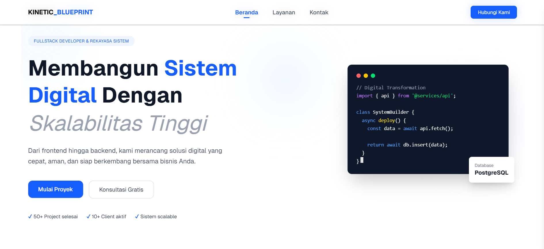 Landing Page Kinetic